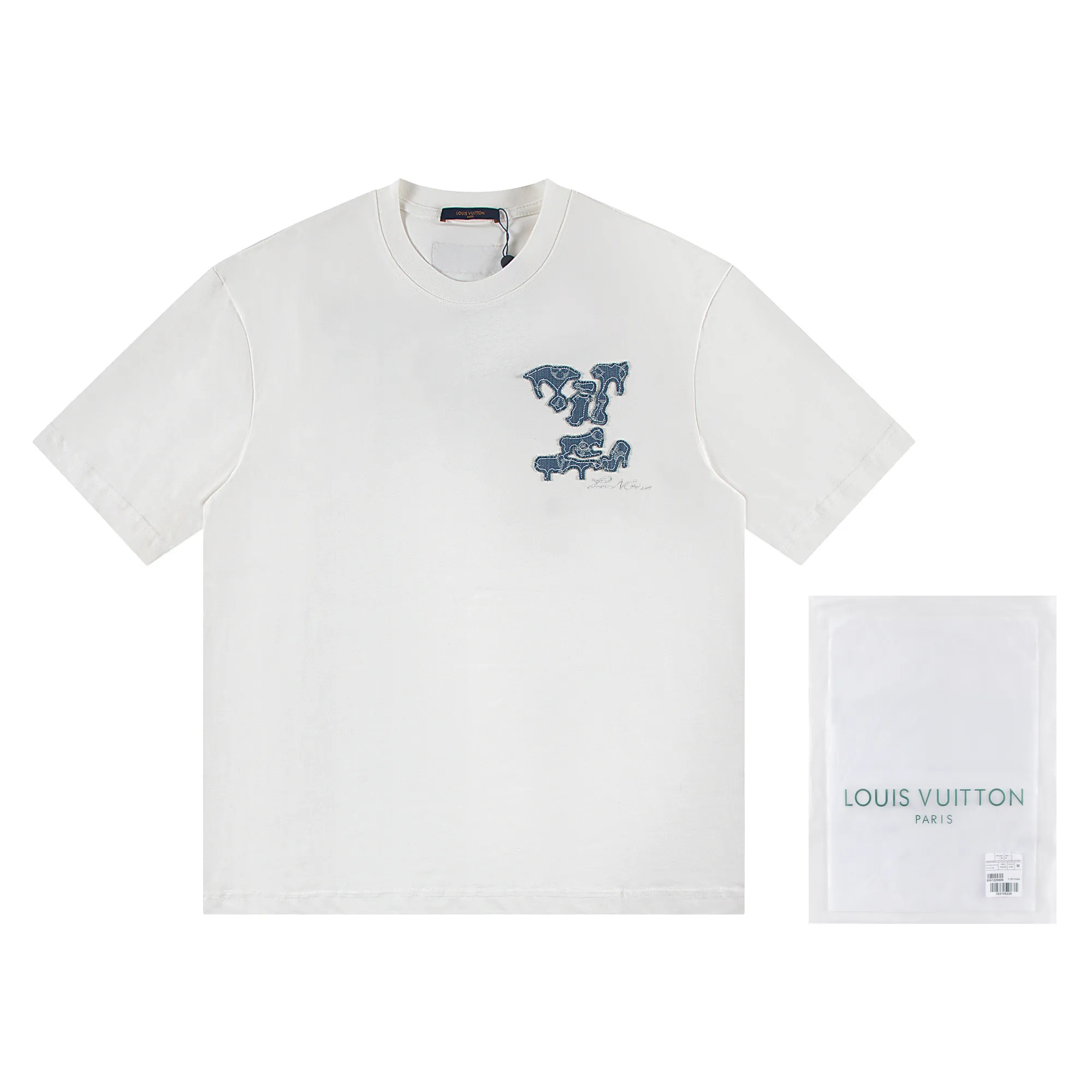 🅿️170 louis vuitto*2026 latest short-sleeved T-shirt (cow embroidery) Material: Made of high version 300g double yarn combed cotton Size: S M L XL Color: black and white Style number: W2638